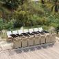 Preview: ARDEBO.de - 15-tlg. Garten-Essgruppe mit Kissen Poly Rattan Beige