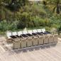 Preview: ARDEBO.de - 17-tlg. Garten-Essgruppe mit Kissen Beige Poly Rattan