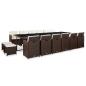Preview: ARDEBO.de - 17-tlg. Garten-Essgruppe mit Auflagen Poly Rattan Braun