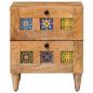 Preview: Nachttisch 2 Stk. Natur 40 x 33 x 46 cm Massivholz Mango