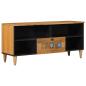 Preview: ARDEBO.de - TV-Schränk mit Regal Natur 100 x 33 x 46 cm Massivholz Mango