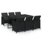 Preview: 7-tlg. Garten-Essgruppe mit Kissen Poly Rattan Schwarz