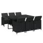Preview: 7-tlg. Garten-Essgruppe mit Kissen Poly Rattan Schwarz