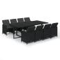 Preview: 9-tlg. Garten-Essgruppe mit Kissen Poly Rattan Schwarz