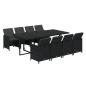 Preview: 9-tlg. Garten-Essgruppe mit Kissen Poly Rattan Schwarz