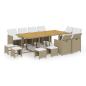 Preview: 13-tlg. Garten-Essgruppe mit Kissen Poly Rattan Beige