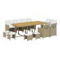 Preview: 13-tlg. Garten-Essgruppe mit Kissen Poly Rattan Beige