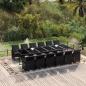 Preview: ARDEBO.de - 13-tlg. Garten-Essgruppe mit Kissen Poly Rattan Schwarz