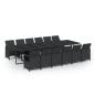 Preview: 13-tlg. Garten-Essgruppe mit Kissen Poly Rattan Schwarz