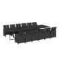 Preview: 13-tlg. Garten-Essgruppe mit Kissen Poly Rattan Schwarz