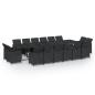 Preview: 17-tlg. Garten-Essgruppe mit Kissen Poly Rattan Schwarz