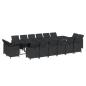 Preview: 17-tlg. Garten-Essgruppe mit Kissen Poly Rattan Schwarz