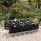 Preview: ARDEBO.de - 15-tlg. Garten-Essgruppe mit Kissen Poly Rattan Schwarz