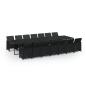 Preview: 15-tlg. Garten-Essgruppe mit Kissen Poly Rattan Schwarz