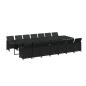 Preview: 15-tlg. Garten-Essgruppe mit Kissen Poly Rattan Schwarz