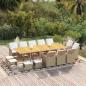 Preview: ARDEBO.de - 15-tlg. Garten-Essgruppe mit Kissen Poly Rattan Beige