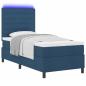Preview: Boxspringbett mit Matratze mit LED Blau 90 x 190 cm Stoff