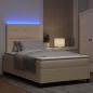 Preview: Boxspringbett mit Matratze mit LED Creme 120 x 190 cm Stoff