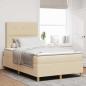 Preview: ARDEBO.de - LED Boxspringbett mit Kopfteil Creme 120 x 190 cm Stoff