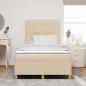 Preview: LED Boxspringbett mit Kopfteil Creme 120 x 190 cm Stoff
