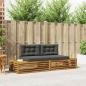 Preview: ARDEBO.de - Outdoor-Sofagarnitur Natur und Anthrazit 203,5 x 83 x 73 cm