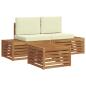 Preview: Outdoor-Sofagarnitur mit Kissen Natur und Creme 59 x 59 x 37 cm