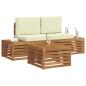 Preview: Outdoor-Sofagarnitur mit Kissen Natur und Creme 59 x 59 x 37 cm