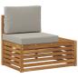 Preview: Outdoor-Sofagarnitur Natürlich und Hellgrau 59 x 59 x 37 cm