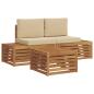 Preview: Outdoor-Sofagarnitur mit Kissen Natur und Beige 59 x 59 x 37 cm