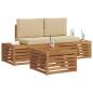 Preview: Outdoor-Sofagarnitur mit Kissen Natur und Beige 59 x 59 x 37 cm