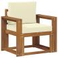 Preview: Outdoor-Sofa Massivholz Akazie Natur und Creme 79 x 63 x 73 cm