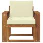 Preview: Outdoor-Sofa Massivholz Akazie Natur und Creme 79 x 63 x 73 cm