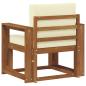 Preview: Outdoor-Sofa Massivholz Akazie Natur und Creme 79 x 63 x 73 cm