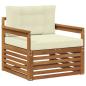 Preview: Outdoor-Sofa Massives Akazienholz und Polyester Natur und Creme