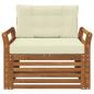 Preview: Outdoor-Sofa Massives Akazienholz und Polyester Natur und Creme