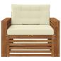 Preview: Outdoor-Sofagarnitur Natur und Creme Massivholz Akazie