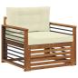 Preview: Outdoor-Sofa Massives Akazienholz und Polyester Natur und Creme