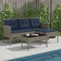 Preview: ARDEBO.de - Gartensofa-set 2 stk. Grau und Marineblau Poly-Rattan