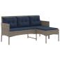 Preview: Gartensofa-set 2 stk. Grau und Marineblau Poly-Rattan