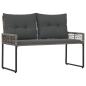 Preview: Bank Outdoor Grau 118 x 55 x 82 cm PE-Rattan und Stoff