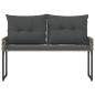 Preview: Bank Outdoor Grau 118 x 55 x 82 cm PE-Rattan und Stoff
