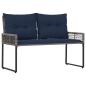 Preview: Bank Outdoor mit Kissen Grau und Marine 118 x 55 x 82 cm