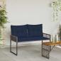 Preview: Bank Outdoor mit Kissen Grau und Marine 118 x 55 x 82 cm