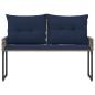 Preview: Bank Outdoor mit Kissen Grau und Marine 118 x 55 x 82 cm