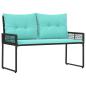 Preview: Bank Outdoor mit Kissen Schwarz und Türkis 118 x 55 x 82 cm