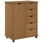 Preview: Rollschrank 63,5 x 39 x 79 cm Massivholz Kiefer Honigbraun