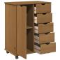 Preview: Rollschrank 63,5 x 39 x 79 cm Massivholz Kiefer Honigbraun