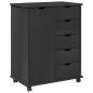 Preview: Rollschrank 63,5 x 39 x 79 cm Massivholz Kiefer Grau