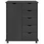 Preview: Rollschrank 63,5 x 39 x 79 cm Massivholz Kiefer Grau