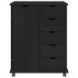 Preview: Rollschrank 63,5 x 39 x 79 cm Massivholz Kiefer Schwarz